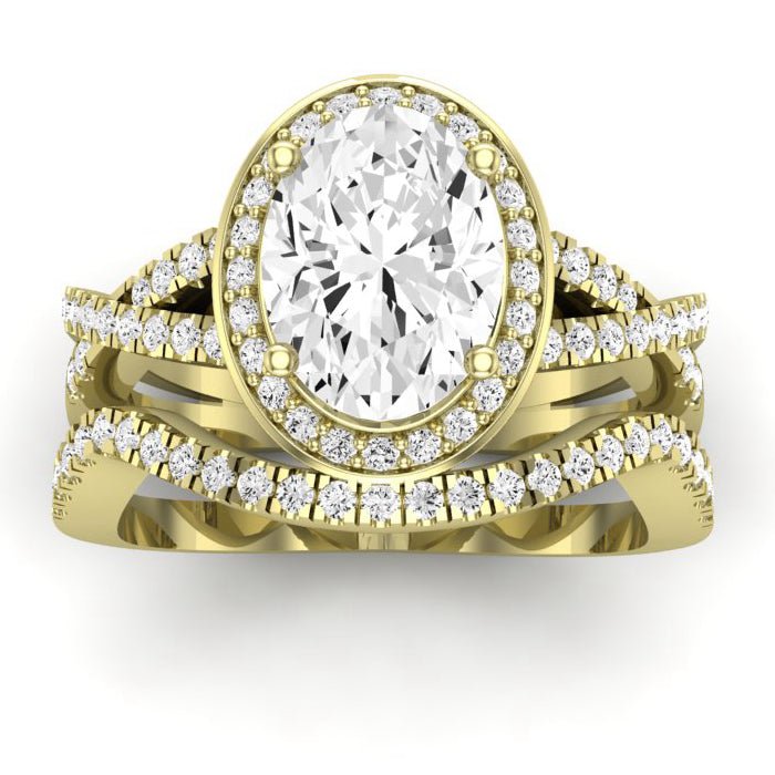 Moonflower Diamond Matching Band Only ( Engagement Ring Not Included) For Ring With Oval Center yellowgold