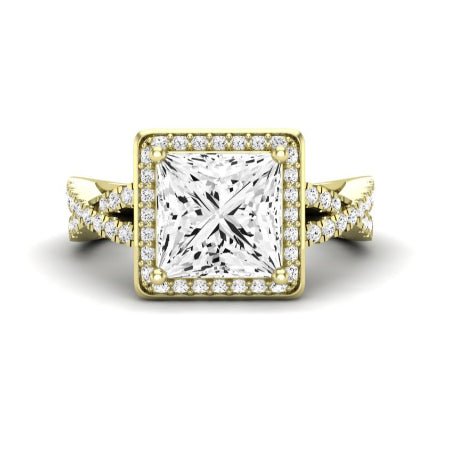 Moonflower Diamond Matching Band Only ( Engagement Ring Not Included) For Ring With Princess Center yellowgold