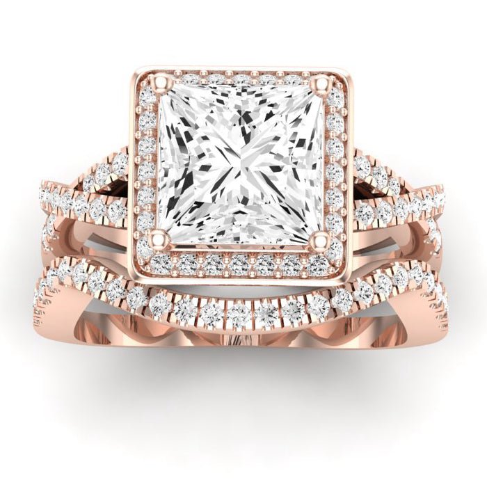 Moonflower Diamond Matching Band Only ( Engagement Ring Not Included) For Ring With Princess Center rosegold