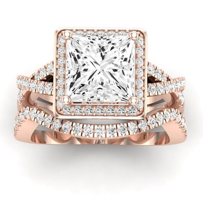 Moonflower Diamond Matching Band Only ( Engagement Ring Not Included) For Ring With Princess Center rosegold