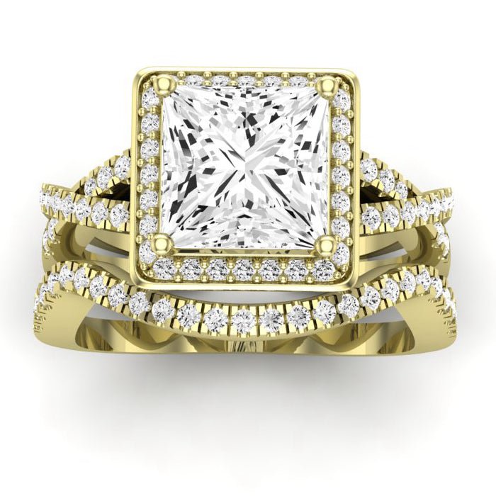 Moonflower Diamond Matching Band Only ( Engagement Ring Not Included) For Ring With Princess Center yellowgold