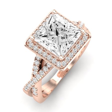 Moonflower Diamond Matching Band Only ( Engagement Ring Not Included) For Ring With Princess Center rosegold