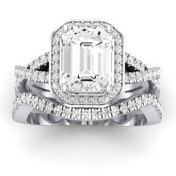 1.00 ct - Moonflower - Emerald Lab Diamond Bridal Set (IGI Certified)