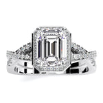 Moonflower Emerald Diamond Engagement Ring (Lab Grown Igi Cert) whitegold