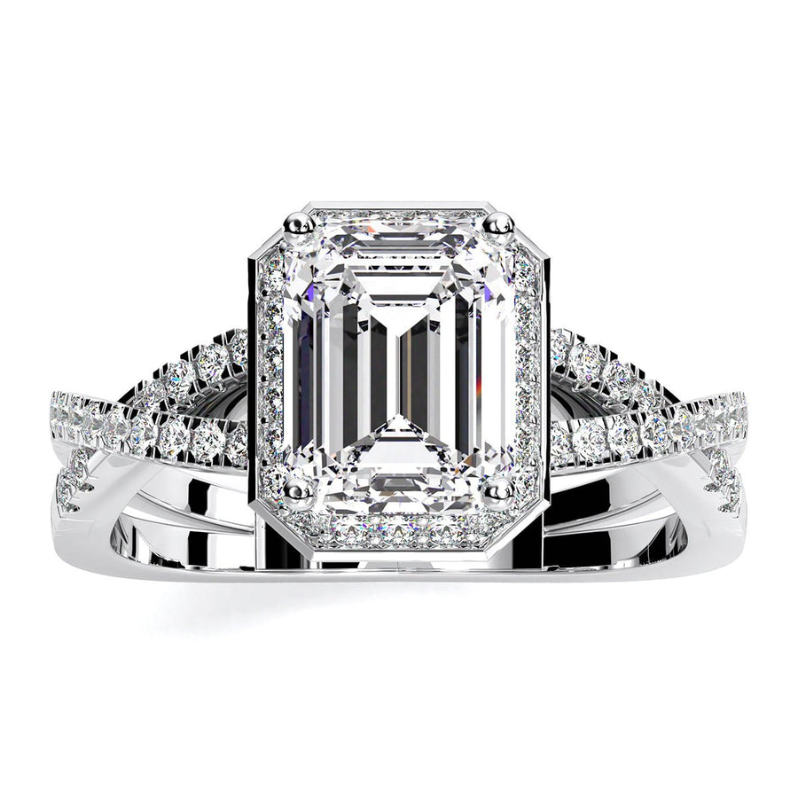5.00 ct - Moonflower - Emerald Lab Diamond Engagement Ring (IGI Certified)