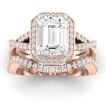 Moonflower Emerald Diamond Bridal Set (Lab Grown Igi Cert) rosegold