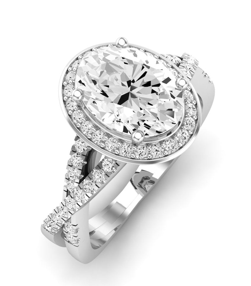 Moonflower Oval Diamond Engagement Ring (Lab Grown Igi Cert) whitegold