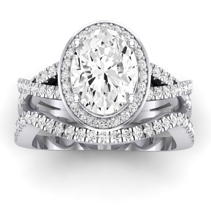 Moonflower Oval Diamond Bridal Set (Lab Grown Igi Cert) whitegold