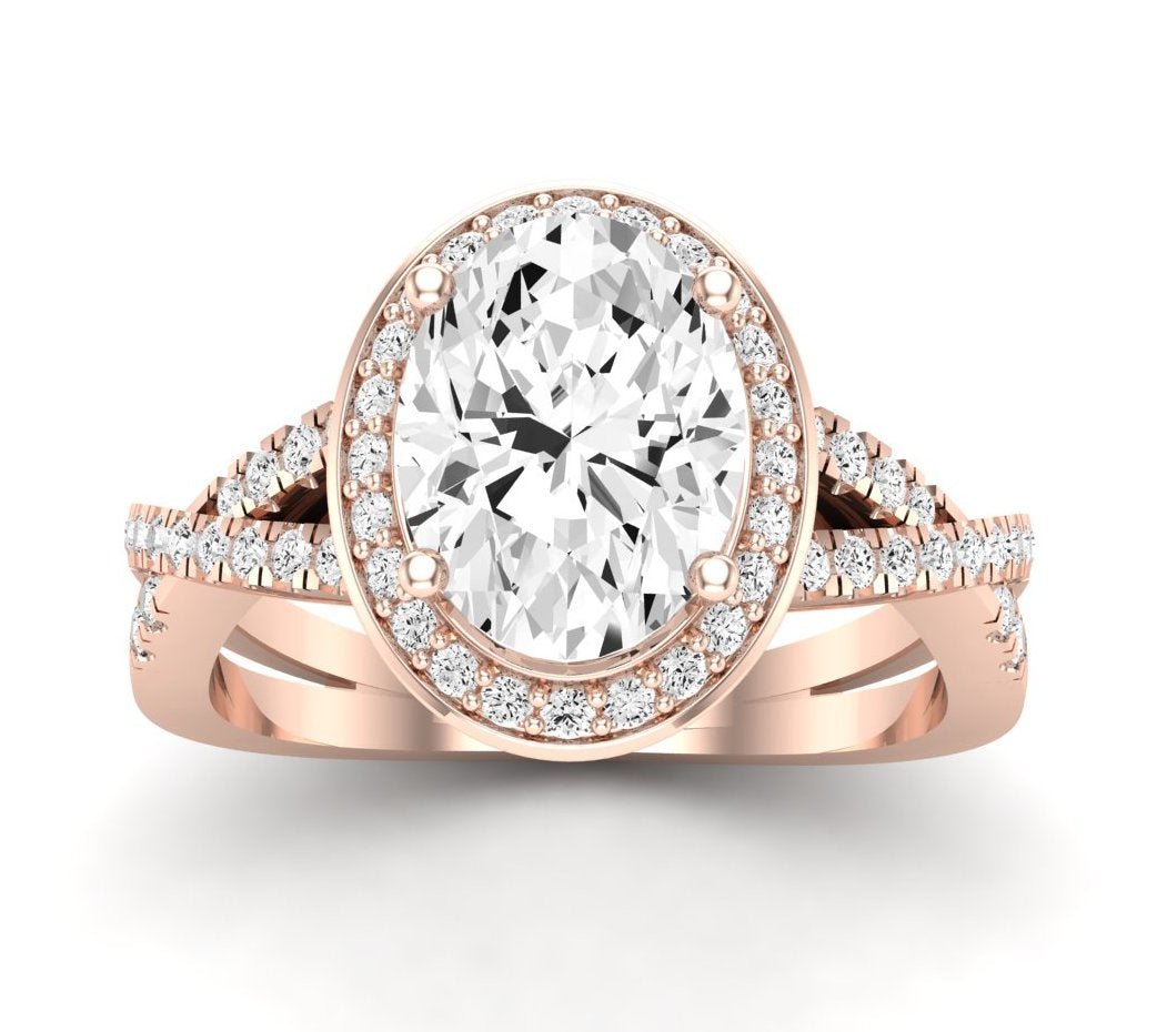 Moonflower Oval Moissanite Engagement Ring rosegold