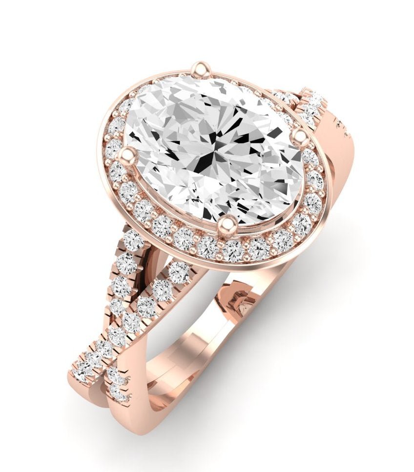 Moonflower Oval Moissanite Engagement Ring rosegold