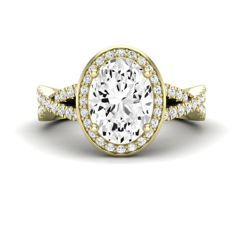 Moonflower Oval Moissanite Engagement Ring yellowgold