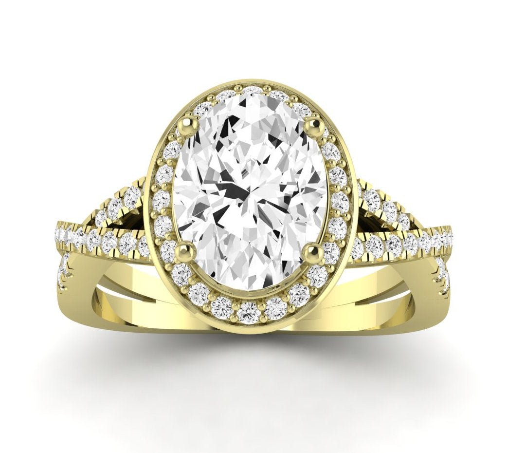 Moonflower Oval Moissanite Engagement Ring yellowgold