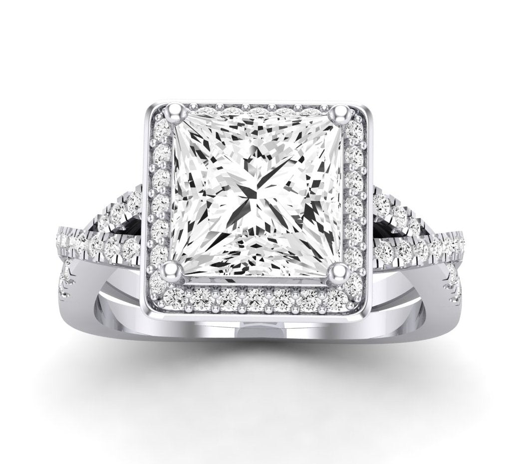 Moonflower Princess Moissanite Engagement Ring whitegold