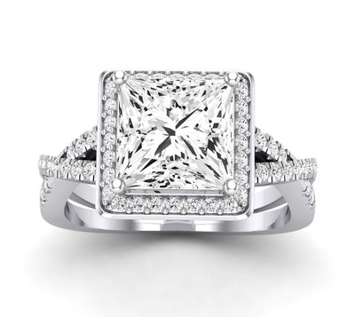 Moonflower Princess Moissanite Engagement Ring whitegold