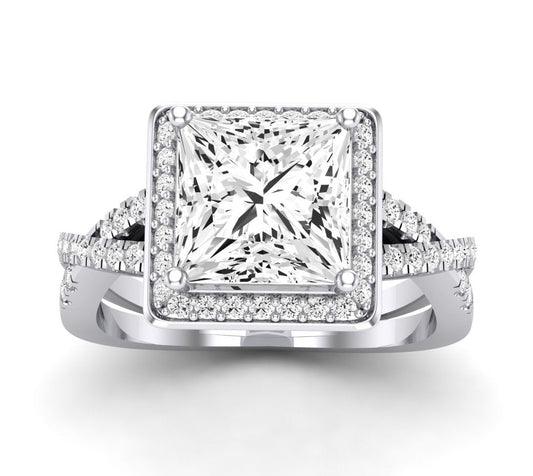 Moonflower Princess Moissanite Engagement Ring whitegold