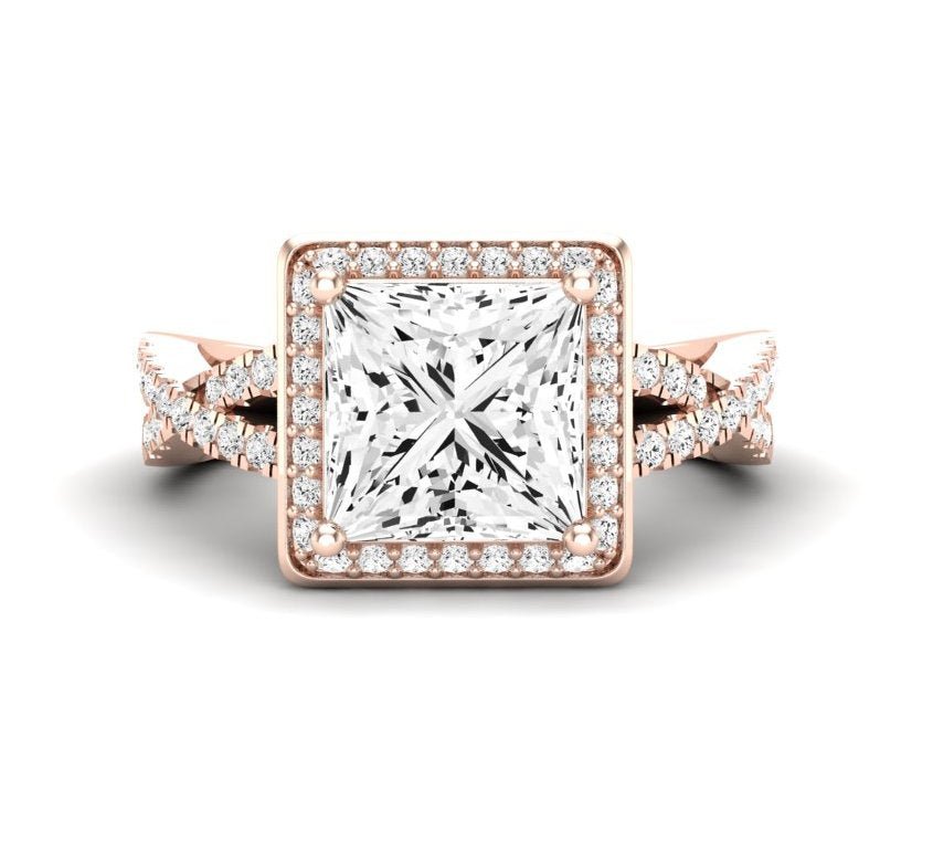 Moonflower Princess Moissanite Engagement Ring rosegold