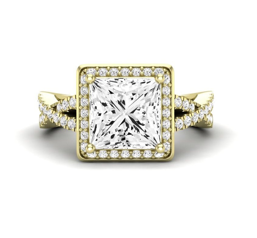 Moonflower Princess Moissanite Engagement Ring yellowgold