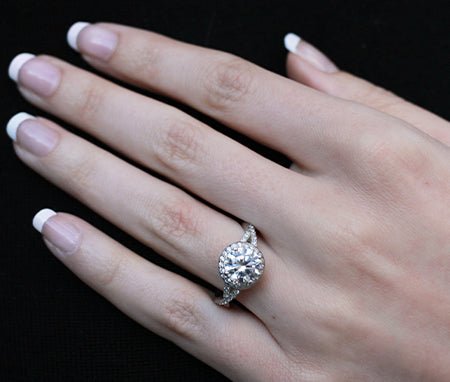 Moonflower Round Diamond Engagement Ring (Lab Grown Igi Cert) whitegold