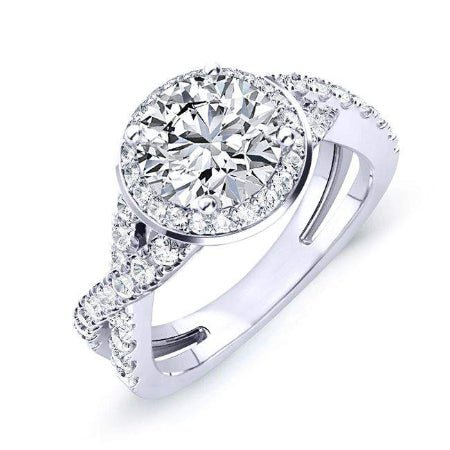 Moonflower Round Diamond Engagement Ring (Lab Grown Igi Cert) whitegold