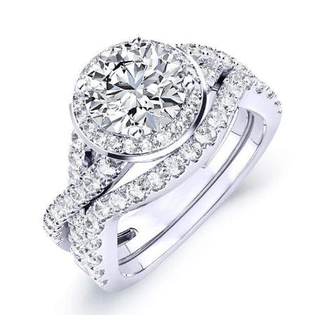 3.00 ct - Moonflower - Round Moissanite Bridal Set