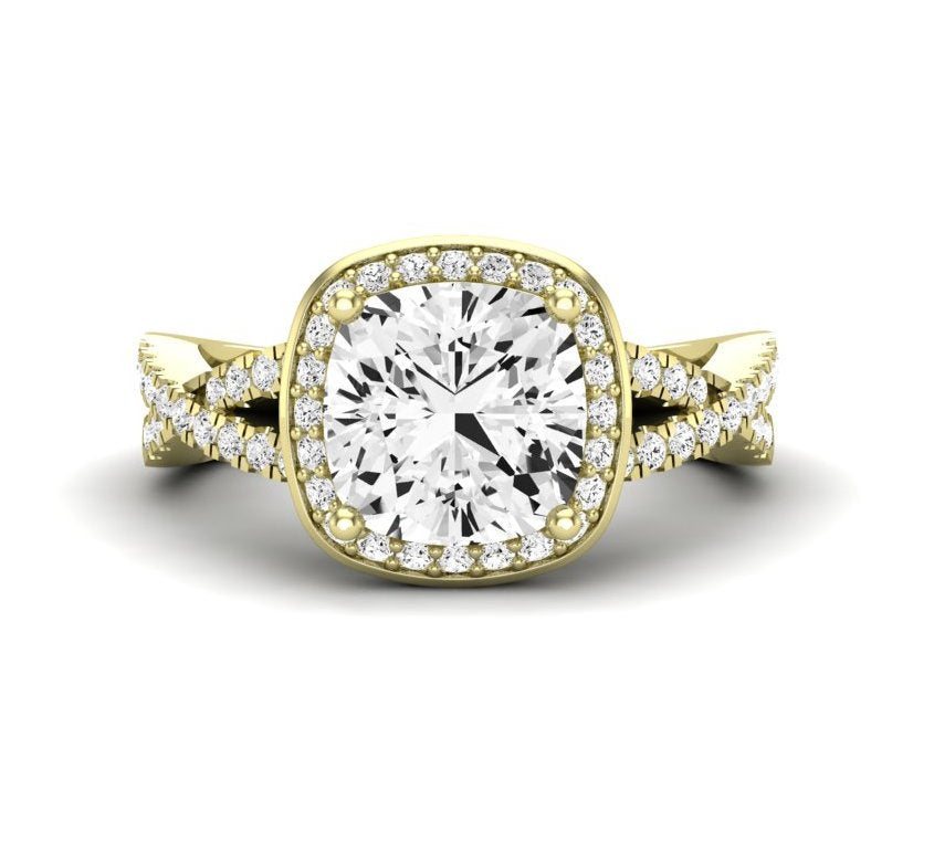 Moonflower Cushion Diamond Engagement Ring (Lab Grown Igi Cert) yellowgold