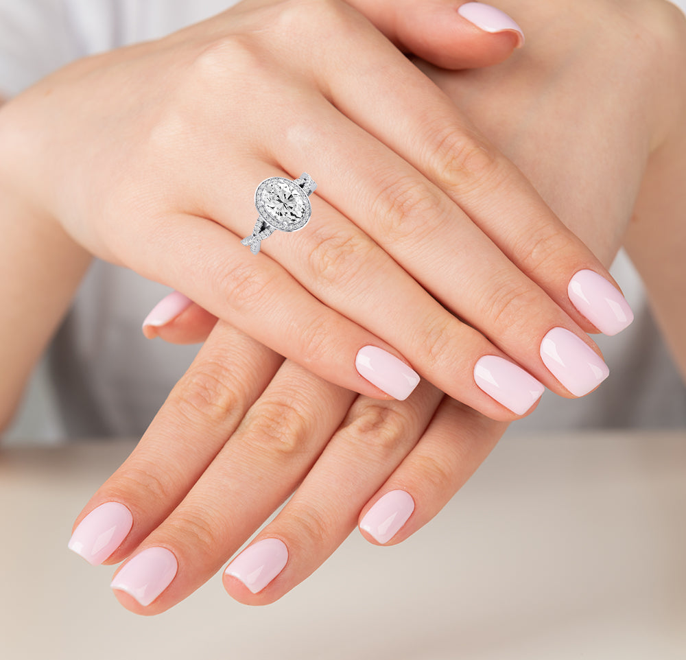 Moonflower Oval Diamond Engagement Ring (Lab Grown Igi Cert) whitegold
