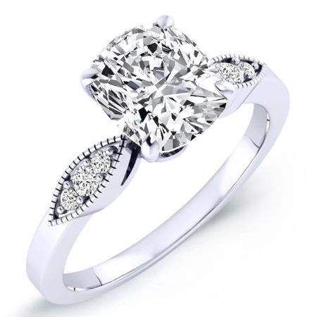 Mulberry Cushion Diamond Engagement Ring (Lab Grown Igi Cert) whitegold