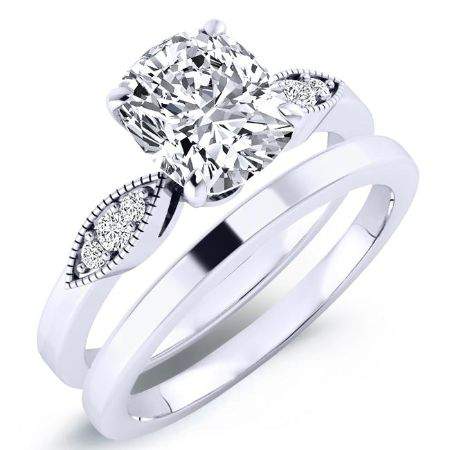 1.00 ct - Mulberry - GIA Natural Cushion Diamond Bridal Set