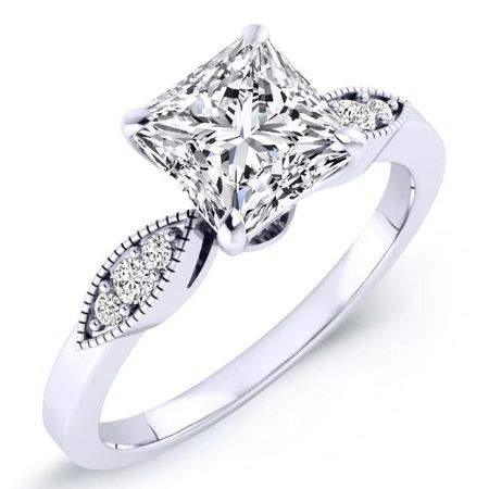 3.00 ct - Mulberry - Princess Moissanite Engagement Ring