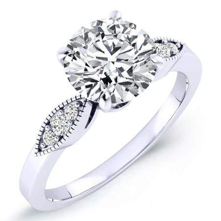 Mulberry Round Moissanite Engagement Ring whitegold