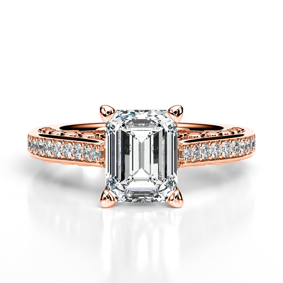 Nala Emerald Moissanite Engagement Ring rosegold