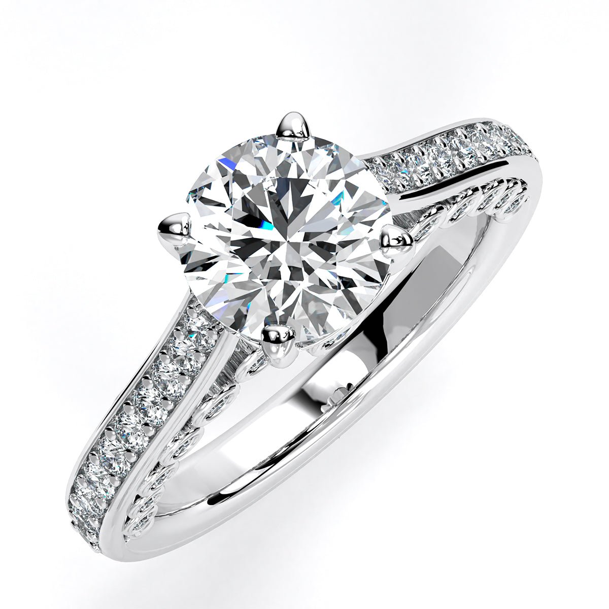 Nala Round Diamond Engagement Ring (Lab Grown Igi Cert) whitegold