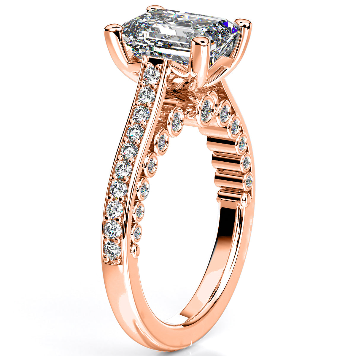 Nala Emerald Moissanite Engagement Ring rosegold