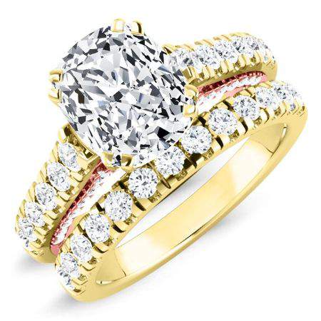 Nasrin Diamond Matching Band Only (engagement Ring Not Included) For Ring With Cushion Center yellowgold