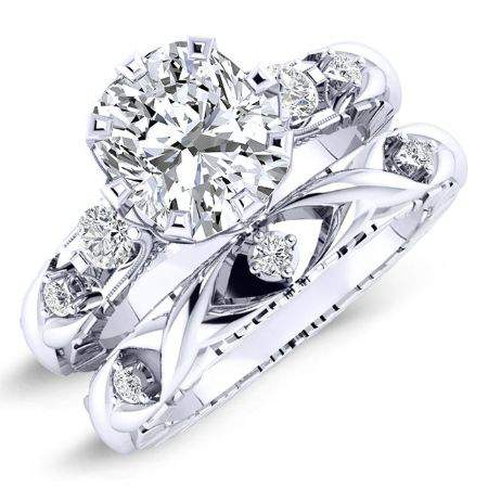 Oleana Cushion Moissanite Bridal Set whitegold