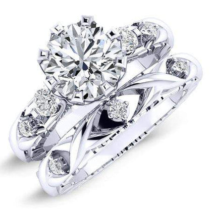 Oleana Round Moissanite Bridal Set whitegold