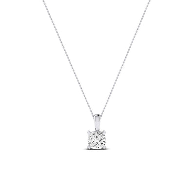 Orchid Cushion Cut Diamond Solitaire Necklace (Clarity Enhanced) whitegold