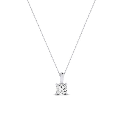 Orchid Cushion Cut Diamond Solitaire Necklace (Clarity Enhanced) whitegold