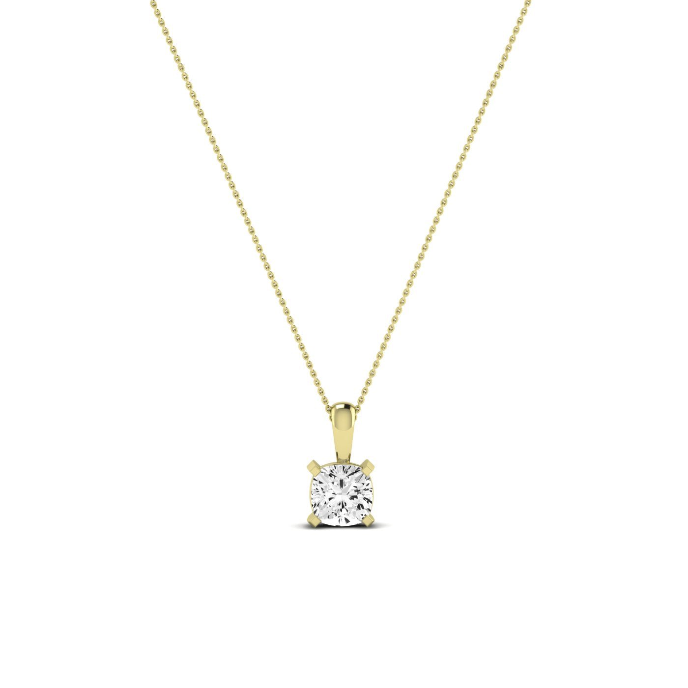 Orchid Cushion Cut Diamond Solitaire Necklace (Clarity Enhanced) yellowgold