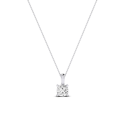 Orchid Cushion Cut Diamond Solitaire Necklace (Clarity Enhanced) whitegold