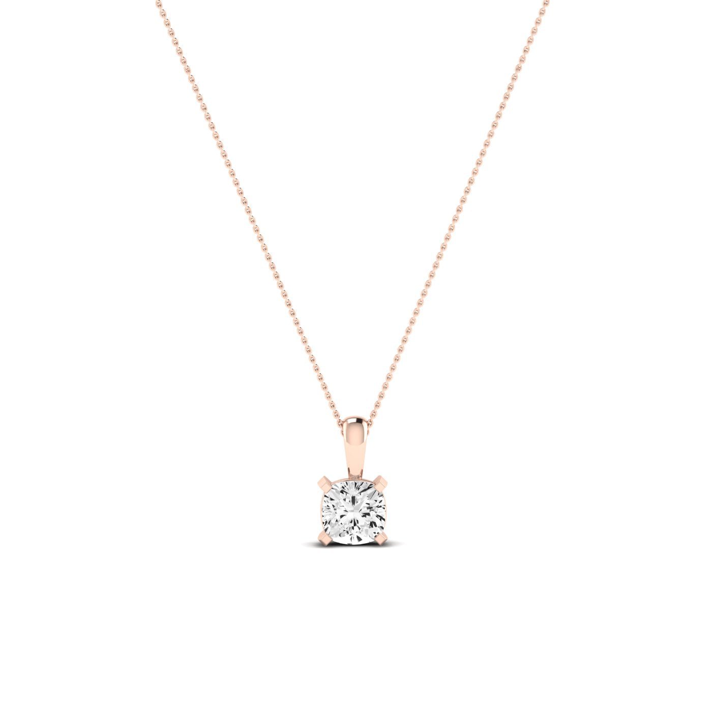 Orchid Cushion Cut Diamond Solitaire Necklace (Clarity Enhanced) rosegold