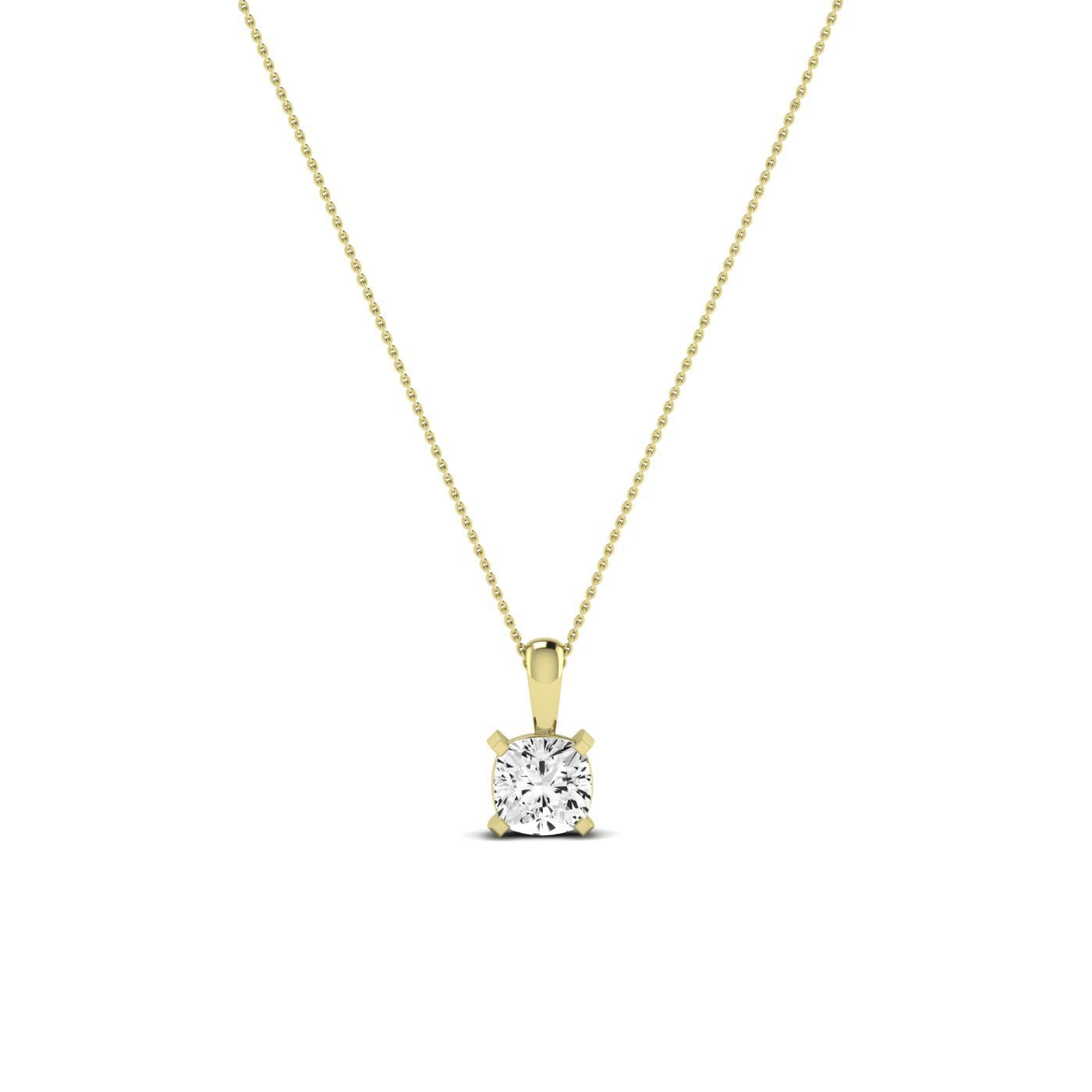 Orchid Cushion Cut Diamond Solitaire Necklace (Clarity Enhanced) yellowgold