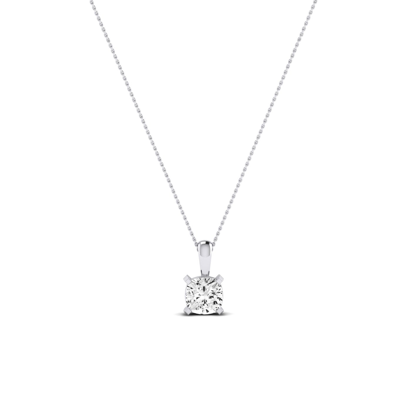 Orchid Cushion Cut Moissanite Solitaire Necklace whitegold