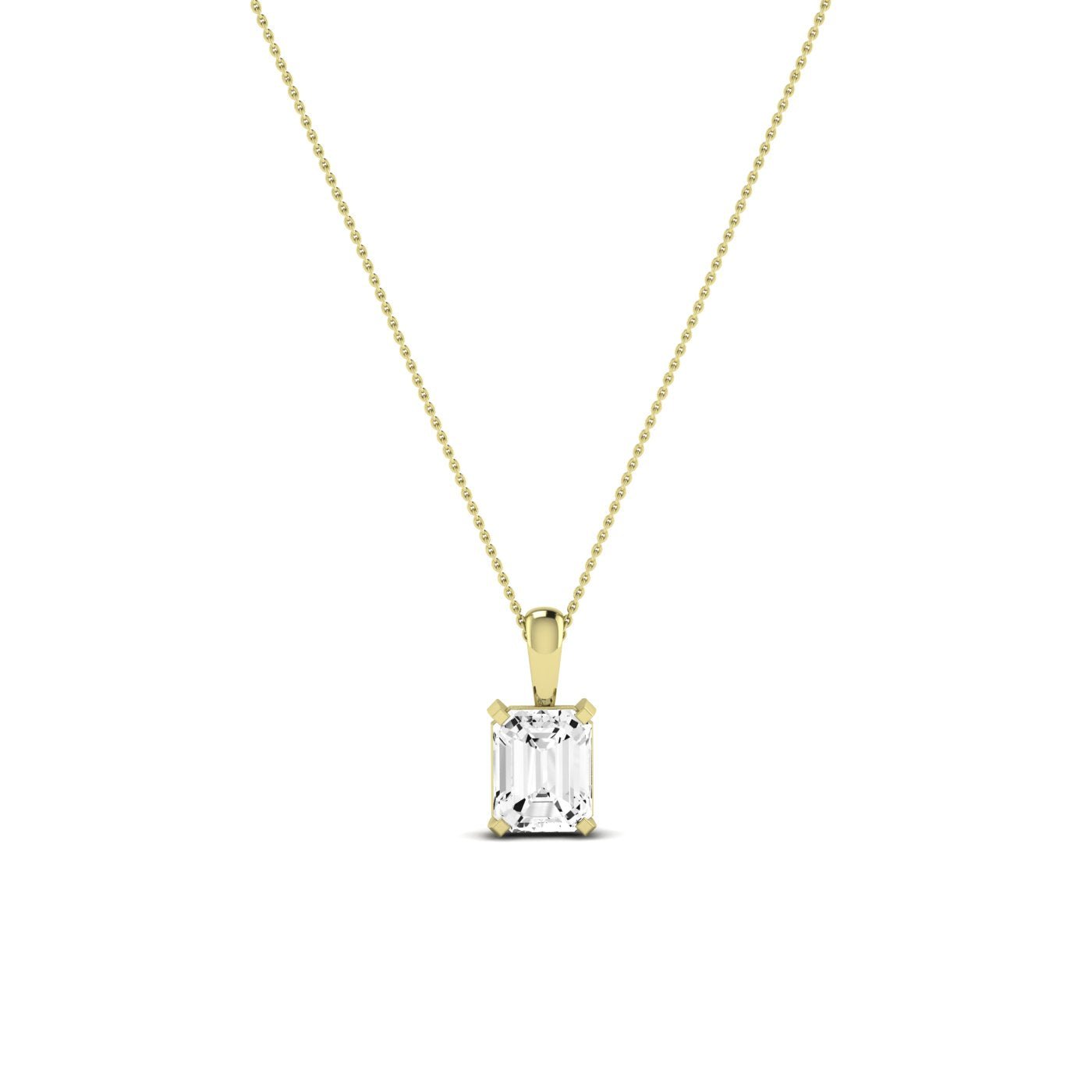 Orchid Emerald Cut Moissanite Solitaire Necklace yellowgold