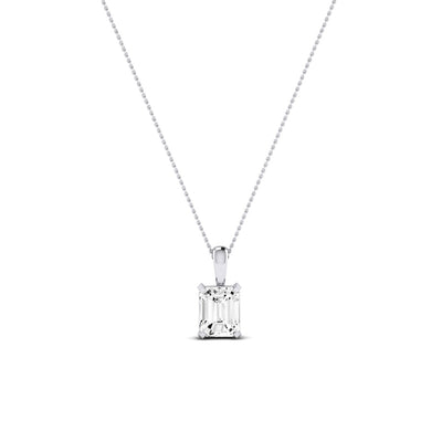 Orchid Emerald Cut Moissanite Solitaire Necklace whitegold