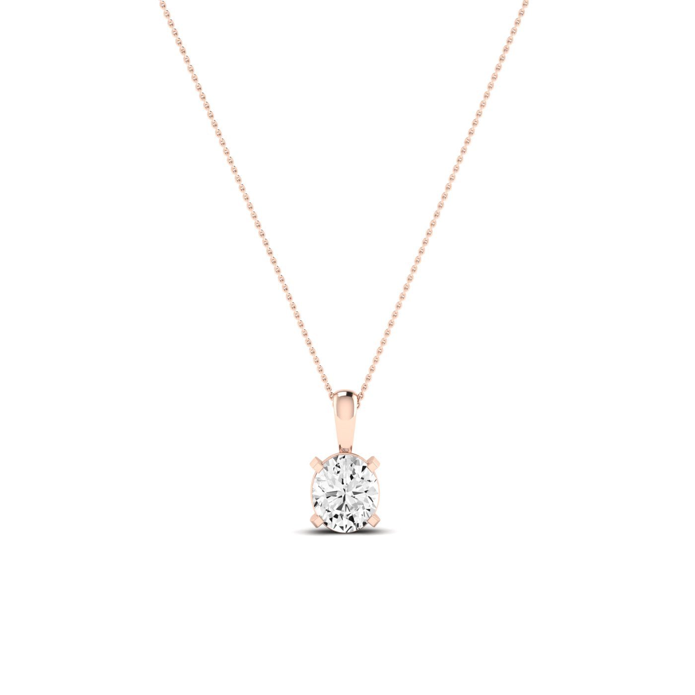 Orchid Oval Cut Diamond Solitaire Necklace (Clarity Enhanced) rosegold