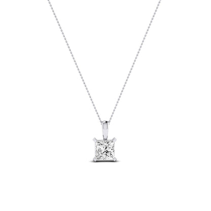 Orchid Princess Cut Diamond Solitaire Necklace (Clarity Enhanced) whitegold