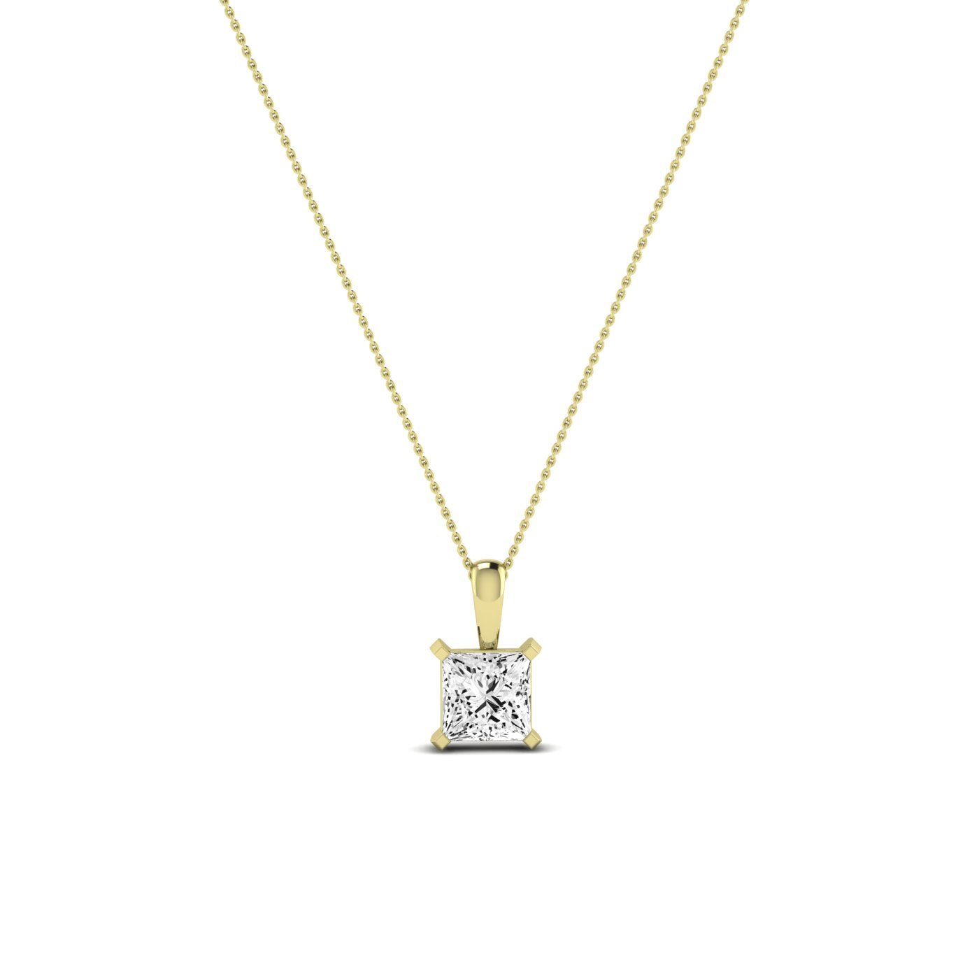 Orchid Princess Cut Diamond Solitaire Necklace (Clarity Enhanced) yellowgold