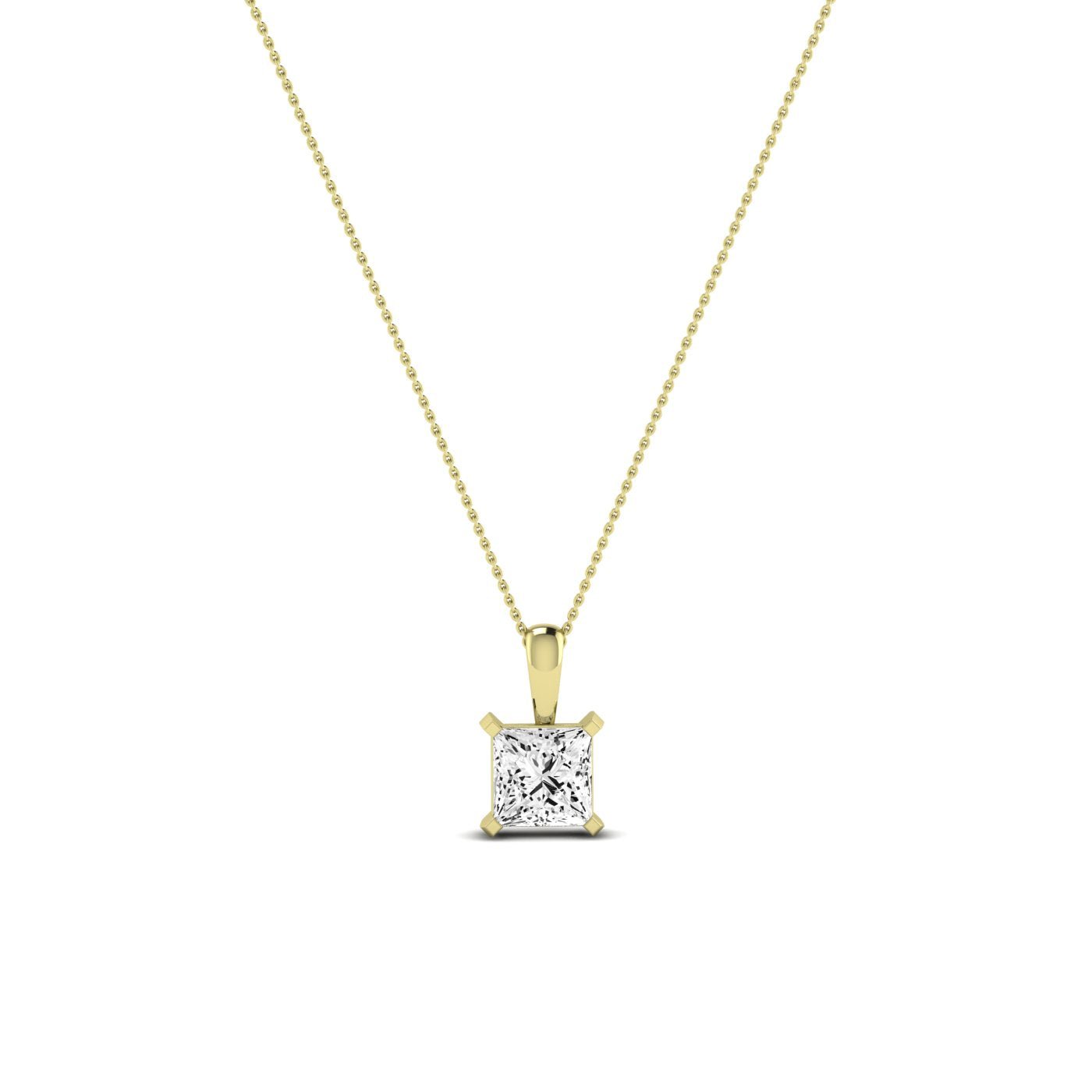 Orchid Princess Cut Moissanite Solitaire Necklace yellowgold
