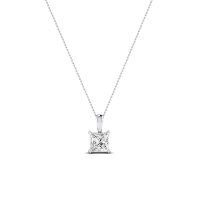 Orchid Princess Cut Moissanite Solitaire Necklace whitegold